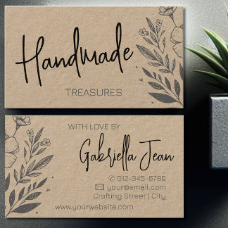 Carte De Visite Herbes Florales Artisanat artisanal Dessin de fleu