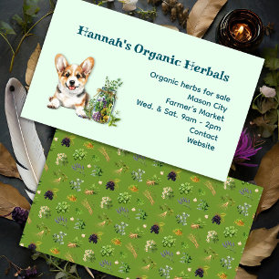 Carte De Visite Herbes Herboriste Guérison Botaniques Corgi