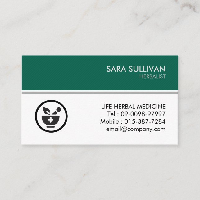 Carte De Visite Herbes médicinales de pilules de mortier (Devant)