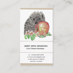 Carte De Visite Hérisson avec une pomme sucrée