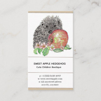 Carte De Visite Hérisson avec une pomme sucrée