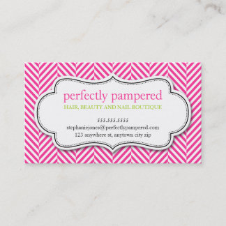 CARTE DE VISITE herringbone motif rose citron vert