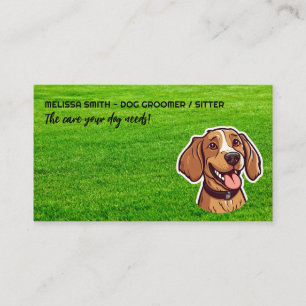 Carte De Visite Heureux Chiot   Herbe du parc   Chien Paws