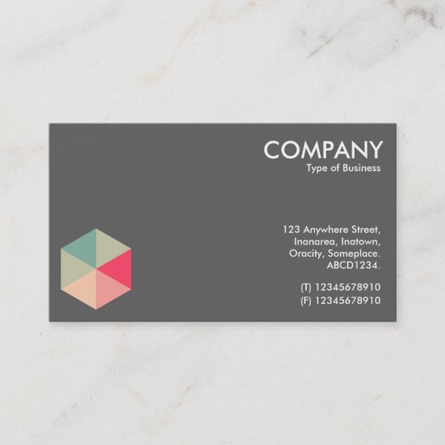 Carte De Visite Hexagon couleur 04 - Blanc sur gris (Devant)