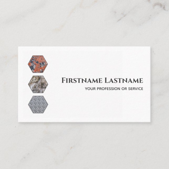 Carte De Visite Hexagone en acier en marbre blanc (Devant)