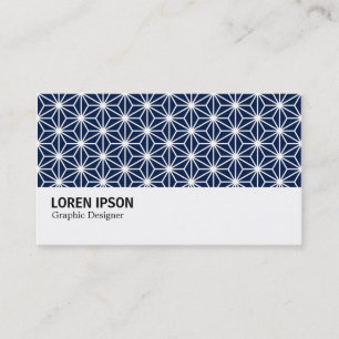 Carte De Visite Hi-Phi - Motif Asanoha - Blanc sur Dk Blue 001744
