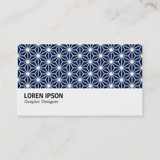 Carte De Visite Hi-Phi - Motif Asanoha - Blanc sur Dk Blue 001744 (Devant)