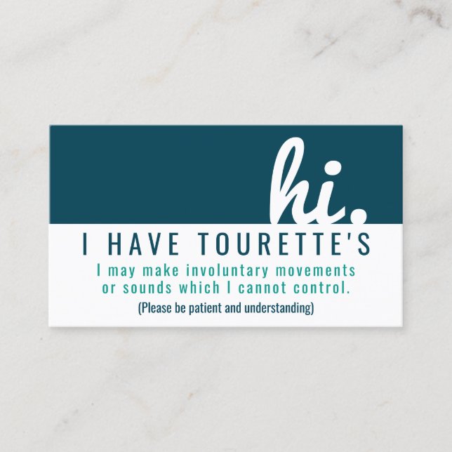 Carte De Visite hi tourette syndrome patience pvc badge (Devant)