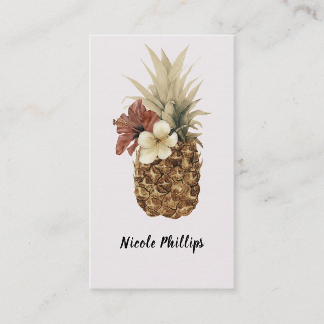 Carte De Visite Hibiscus d'ananas tropicale vintage (Devant)