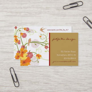 Carte De Visite Hibiscus et hirondelles Jardin floral élégant