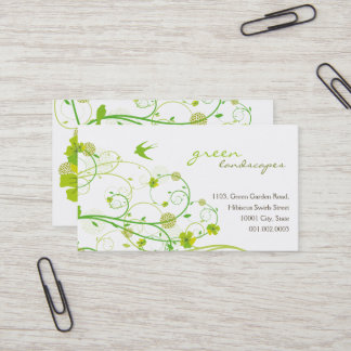 Carte De Visite Hibiscus vert Avales Oiseaux Élégants Jardin Flora