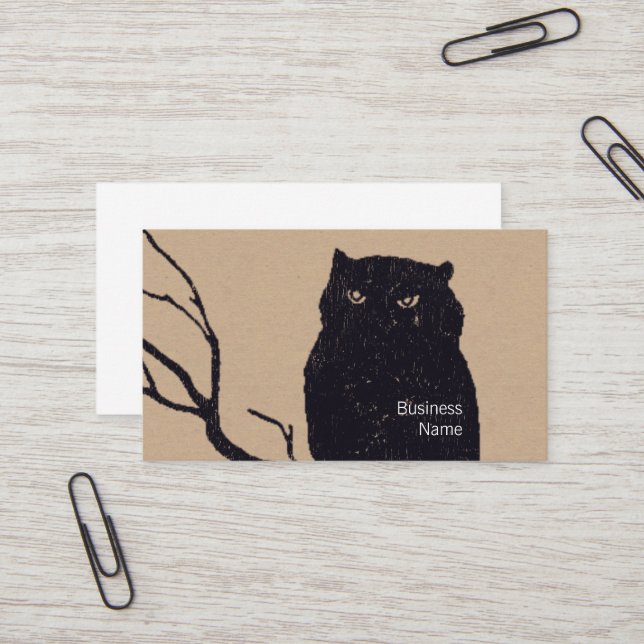 Carte De Visite Hibou sur une branche (Devant/Arrière en situation)