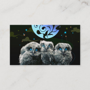 Carte De Visite Hiboux de bébé sous le clair de lune