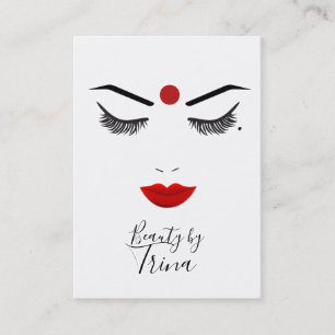Carte De Visite Hindu Dot Beauté Visage Lashes & Red Lips Maquilla