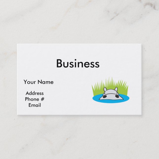 Carte De Visite hippo se cachant dans l'eau (Devant)