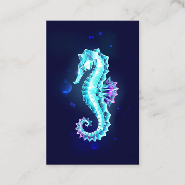 Carte De Visite Hippocampe Crystal Ice sur Fond Bleu (Devant)