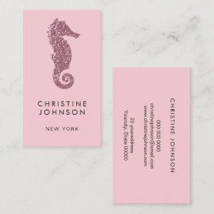 Carte De Visite hippocampe rose gold rose