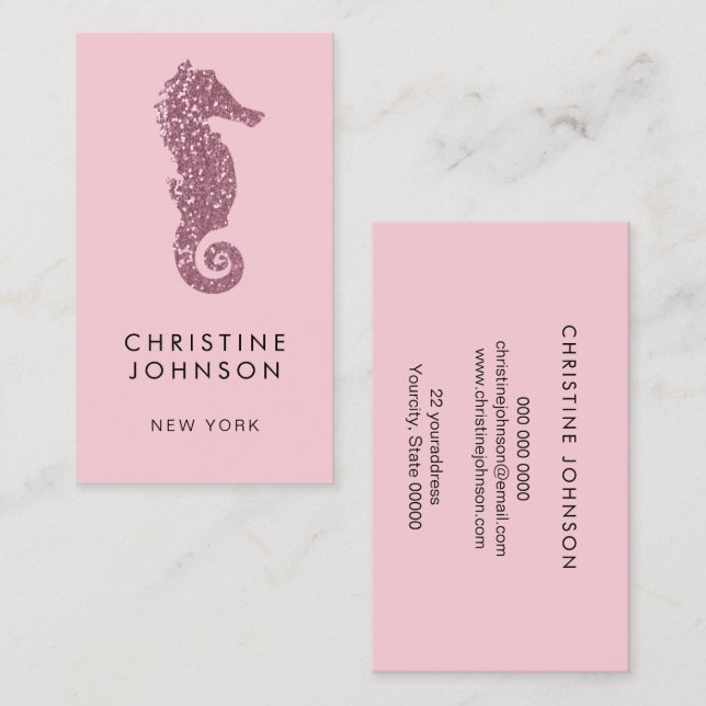 Carte De Visite hippocampe rose gold rose (Devant / Derrière)
