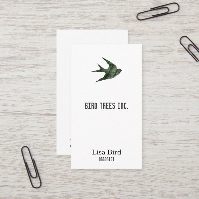 Carte De Visite Hirondelle (style d'impression typographique) (Devant/Arrière en situation)