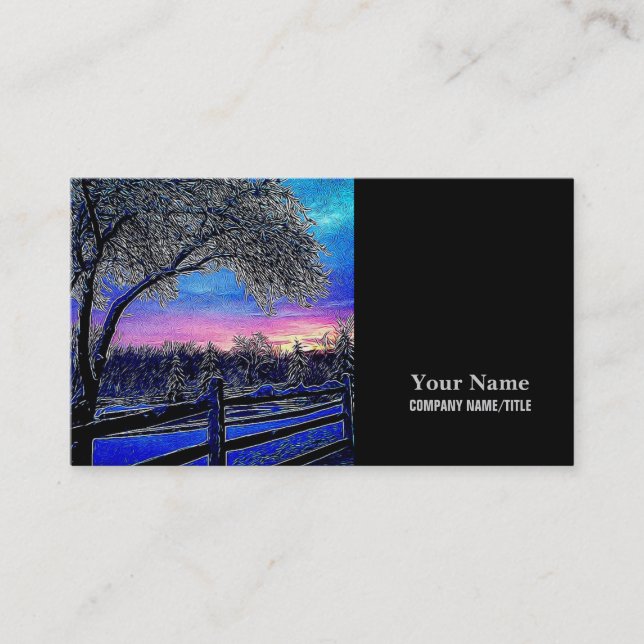 Carte De Visite hiver arbres impressionnisme soleil paysage (Devant)