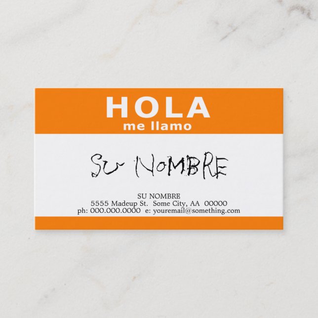 Carte De Visite hola me llamo (orange) (Devant)