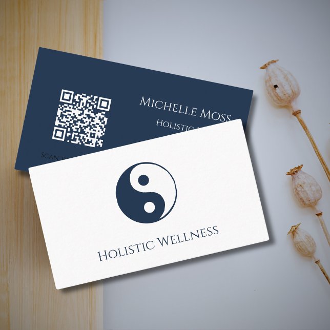 Carte De Visite Holistic Healer Yin Yang QR code Wellness (Créateur téléchargé)