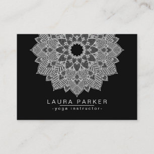 Carte De Visite Holistique blanc de noir de yoga de fleur de Lotus