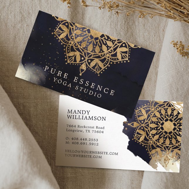 Carte De Visite Holistique Mandala Lotus Dark Ink Yoga (Holistic Gold Mandala Lotus Dark Ink Yoga Business Card)