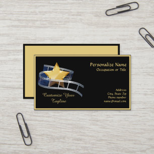 Carte De Visite Hollywood Gold Star Movie Filmstrip Personnalisé
