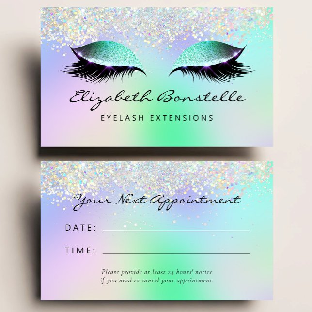 Carte De Visite Holo Glitter Eyes Green Purple Appointment (Créateur téléchargé)