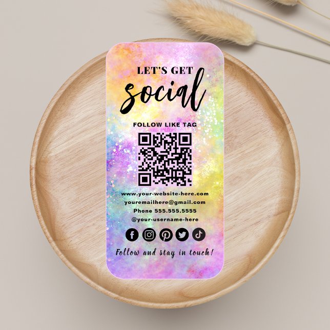 Carte De Visite Holo Opal Stylish QR Code Se Connecter Avec Nous B (Créateur téléchargé)