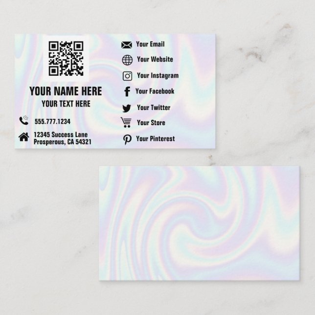 Carte de visite hologramme de médias sociaux Code  (Devant / Derrière)