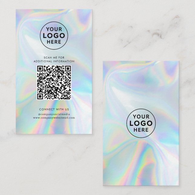 Carte De Visite Hologramme moderne QR Code Social Media Custom (Devant / Derrière)