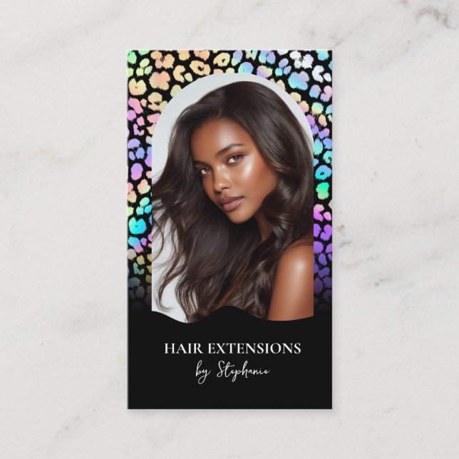 Carte De Visite Holograph Luxury Hair Stylist Extensions Wig Photo (Devant)