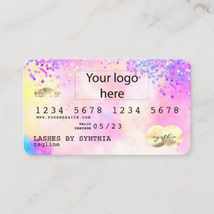 Carte De Visite Holograph Pastel unicorn Modern Credit Card LOGO