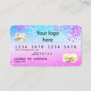 Carte De Visite Holograph Pastel unicorn Modern Credit Card LOGO