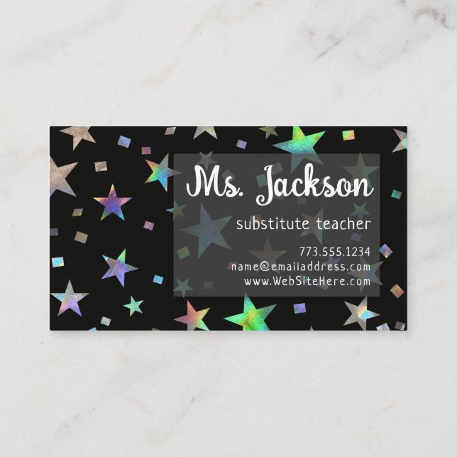 Carte De Visite Holograph Rainbow Stars Event Planner Professional (Dos)