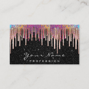 Carte De Visite Holographe de maquillage de clous Rose noir