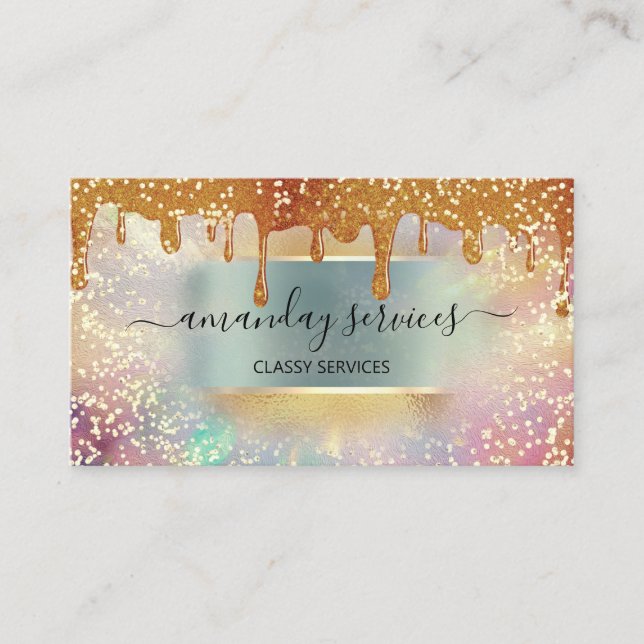 Carte De Visite Holographe Déchets Mint Maquillage Lashes Nails Ch (Devant)