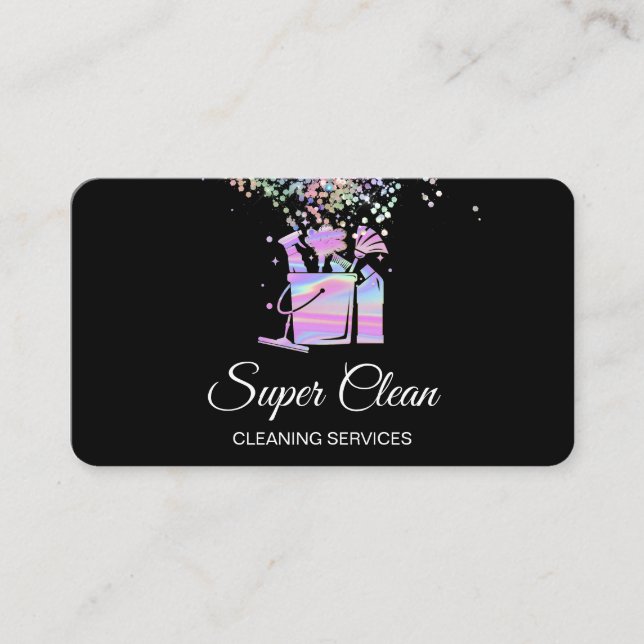 Carte De Visite Holographe domestique de nettoyage professionnel (Devant)