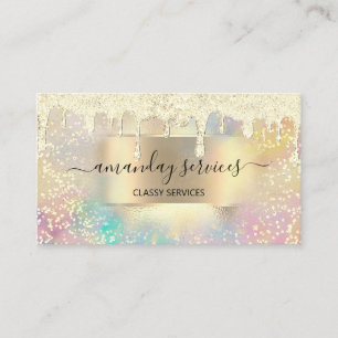 Carte De Visite Holographe Lashes de maquillage NAILS Boutique Gol