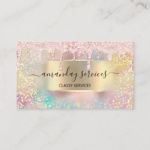 Carte De Visite Holographe Lashes de maquillage NAILS Studio Rose