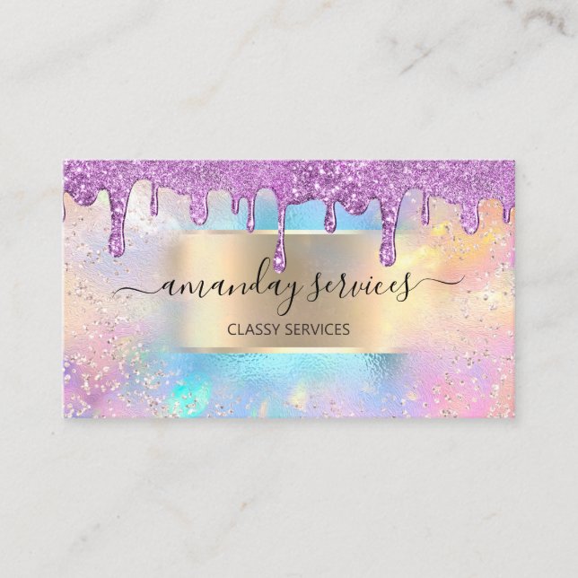 Carte De Visite Holographe maquillage Boutique Boutique Ocean Purp (Devant)
