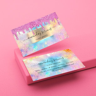 Carte De Visite Holographe maquillage Boutique Ocean Pink Wax Drif