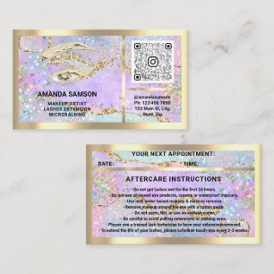 Carte De Visite Holographe or Eyelash Microblade QRCODE