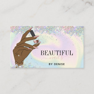 Carte De Visite holographe salon de ongles femme main nails techni