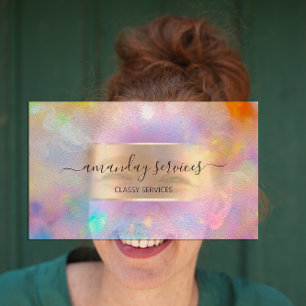 Carte De Visite Holographie d'or des disques bleus d'Influencer