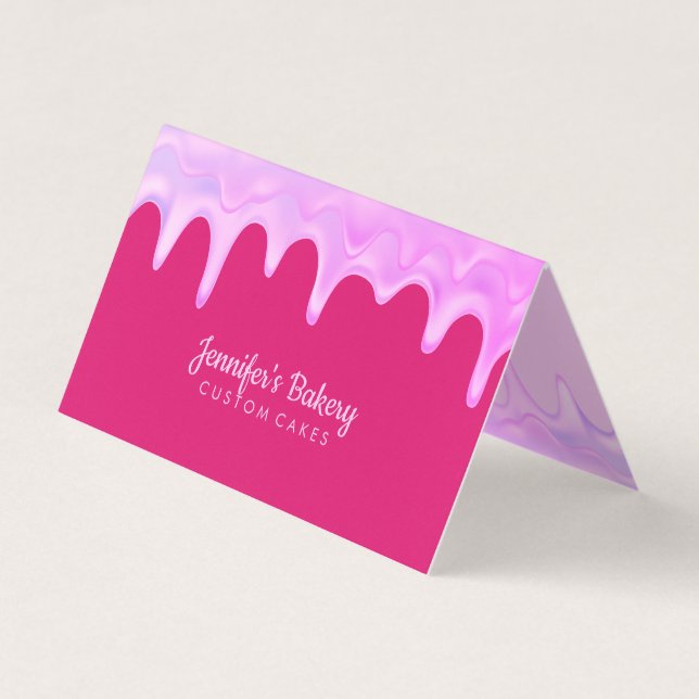 Carte De Visite Holographie Drives Cake Bakery Maquillage Girly (Devant)