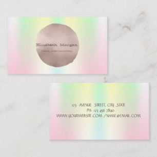 Carte De Visite Holographie minimaliste Elegant Rose Gold Circle