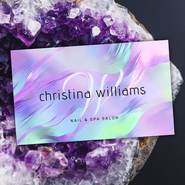 Carte De Visite Holographie Monogramme moderne (Modern Monogram Holographic Business Card)